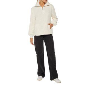 Three Dots Womens Mock Neck Fleece Modern Fit Sweatshirt Egret Size XL NWT